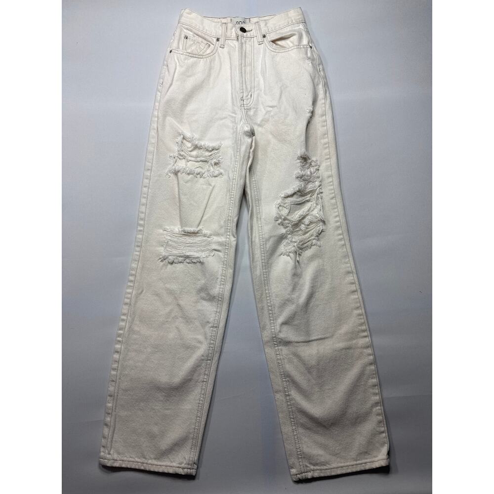BDG Urban Outfitters Women's Distressed Straight Leg Cream Jeans - 25 (24x31)